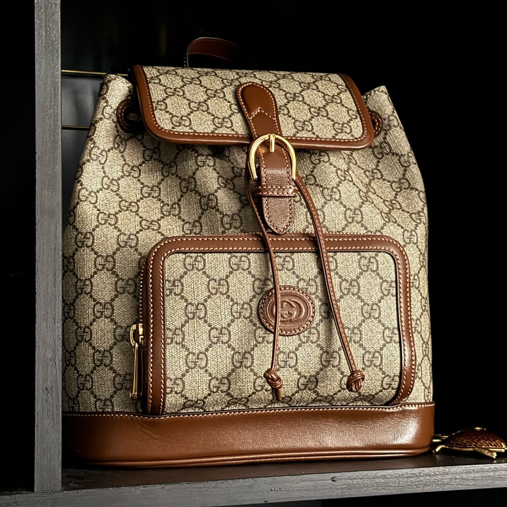 Gucci Azalea Monogram Buckle Backpack